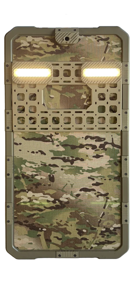 SMARTSHIELD front in Multicam with light, camera and unit plate fitted
