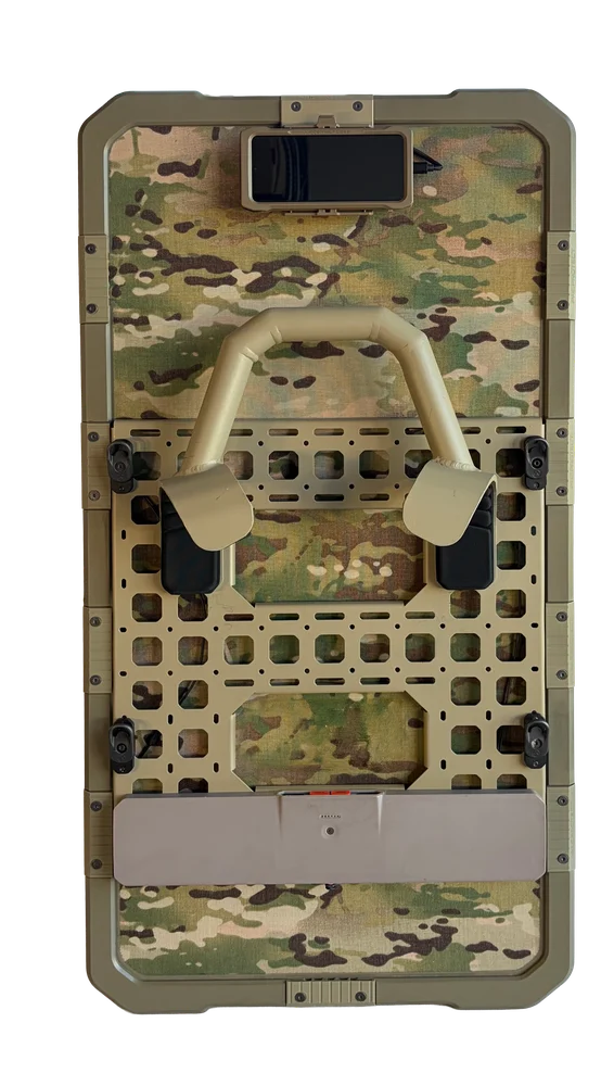 SMARTSHIELD back in Multicam with screen, handle and battery fitted
