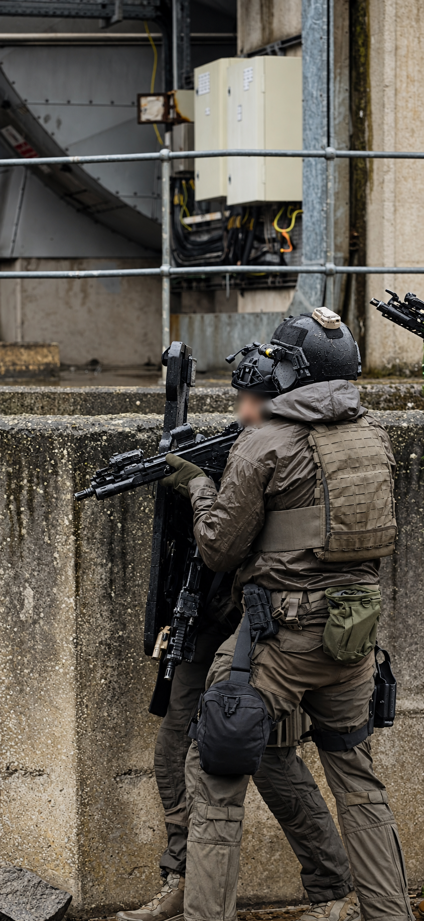 Shield operators behind cover; operator identities obscured