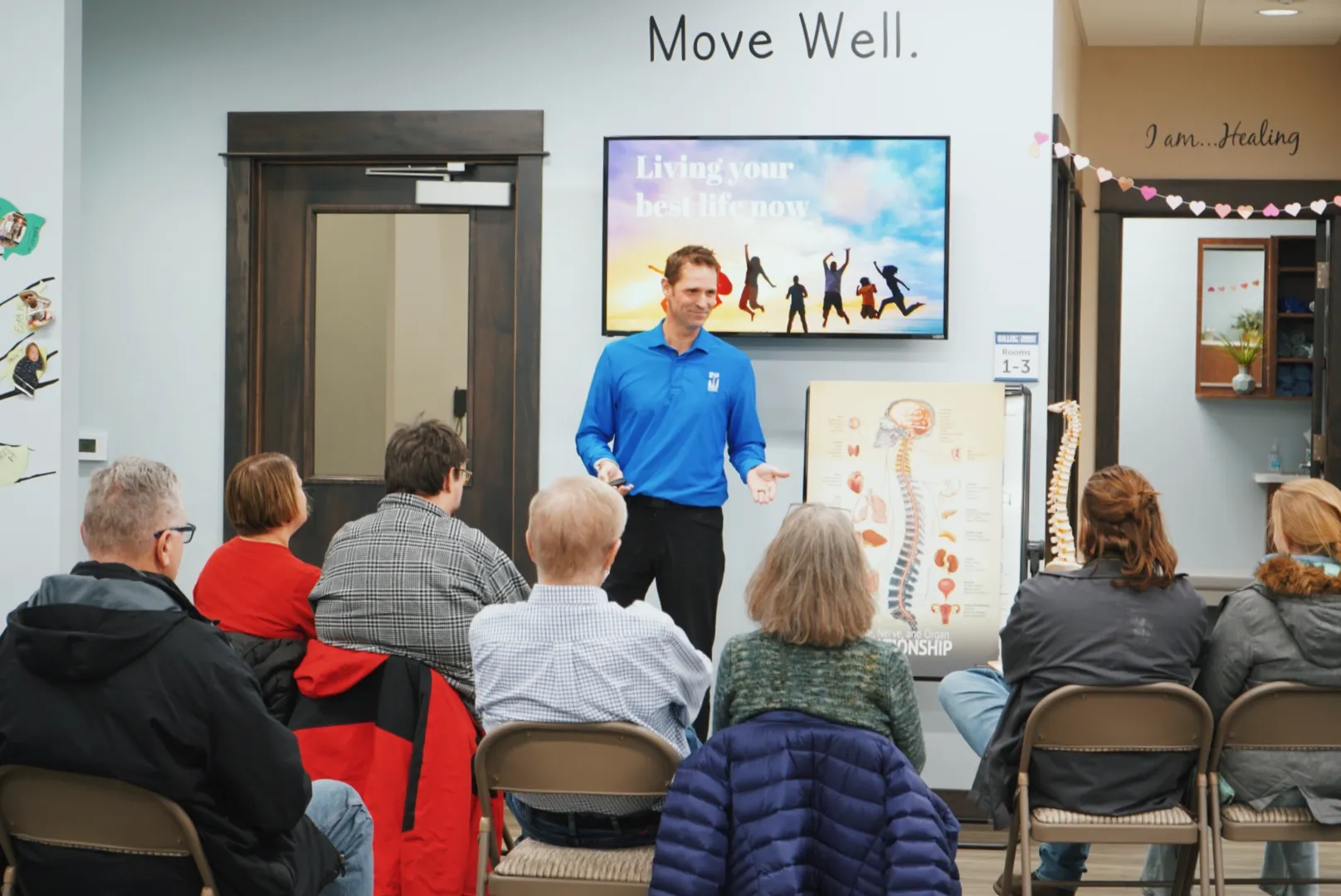 Attendees listening to a Gillis Family Chiropractic stress talk