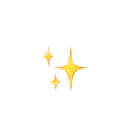Three golden sparkle or twinkle stars of different sizes on a white background.