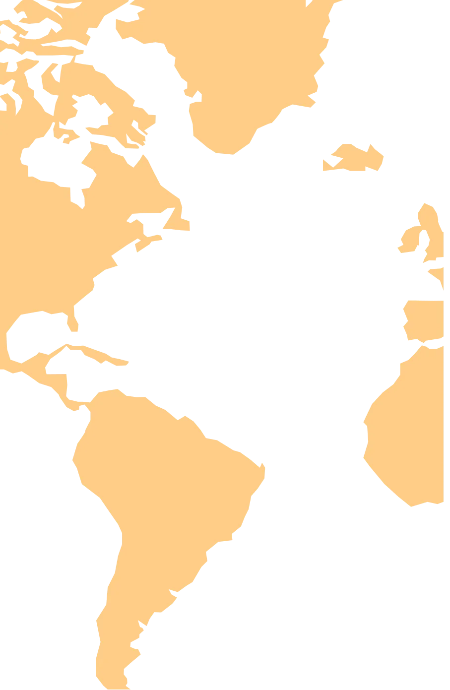Map of the Americas, Greenland, and parts of Europe and Africa in light orange silhouette.