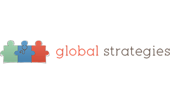 Logo with three interlocking puzzle pieces in green, blue, and red next to the text global strategies.