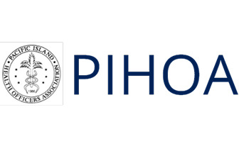 Pacific Island Health Officers Association logo with the acronym PIHOA in navy blue text.