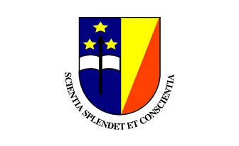Shield emblem split in blue with three stars and a white band, and yellow with a red diagonal stripe.