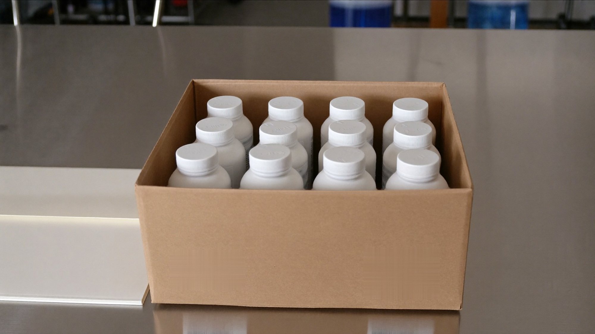 Supplement bottles packed in a shipping carton, ready to sell