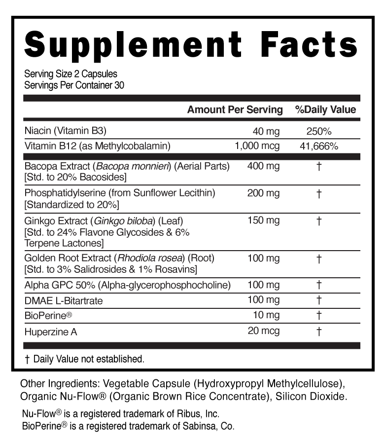 Supplement Facts panel for this stock formula