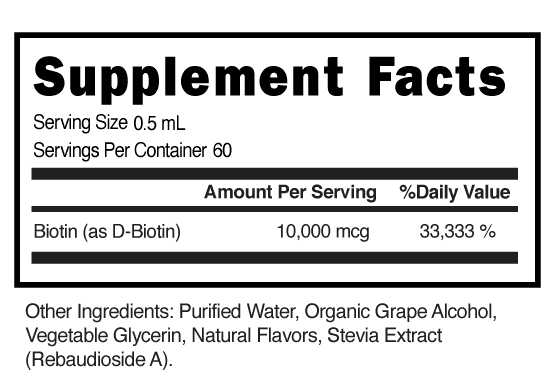 Supplement Facts panel for this stock formula