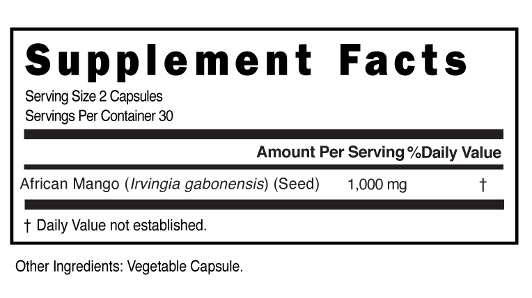 Supplement Facts panel for this stock formula