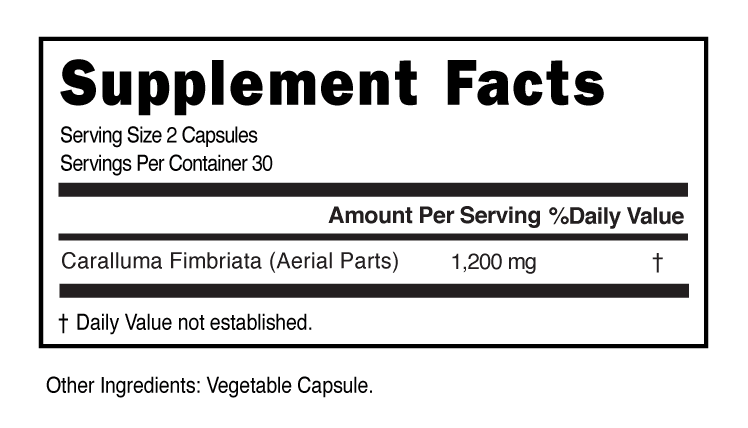 Supplement Facts panel for this stock formula