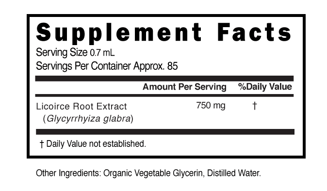 Supplement Facts panel for this stock formula