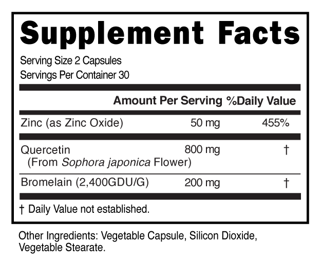 Supplement Facts panel for this stock formula