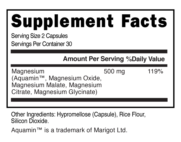 Supplement Facts panel for this stock formula