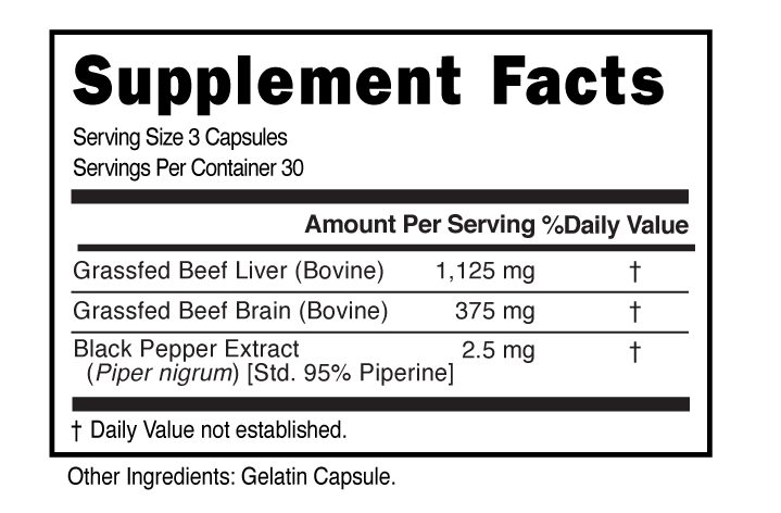 Supplement Facts panel for this stock formula