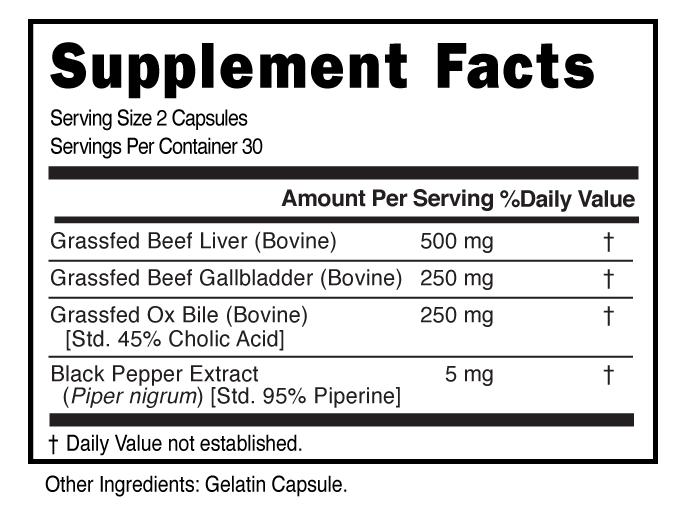 Supplement Facts panel for this stock formula