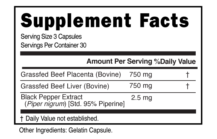 Supplement Facts panel for this stock formula
