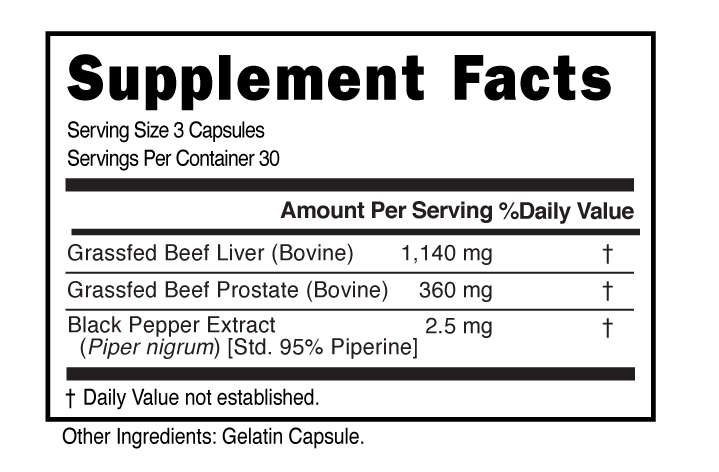 Supplement Facts panel for this stock formula