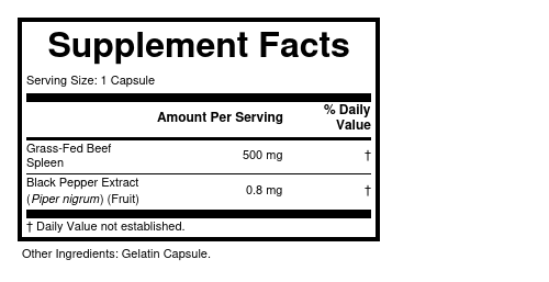 Supplement Facts panel for this stock formula