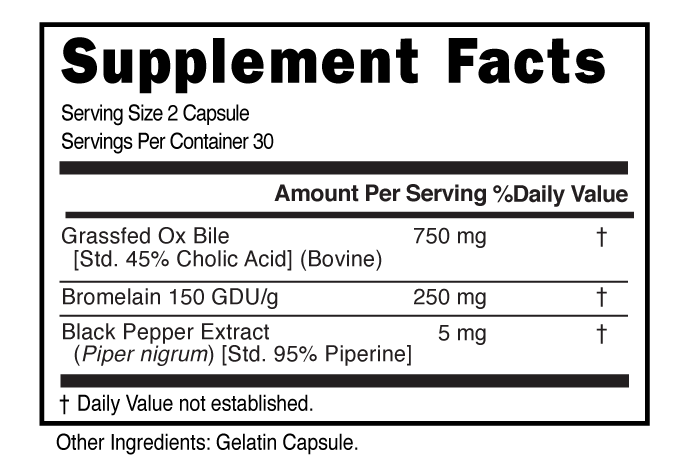 Supplement Facts panel for this stock formula