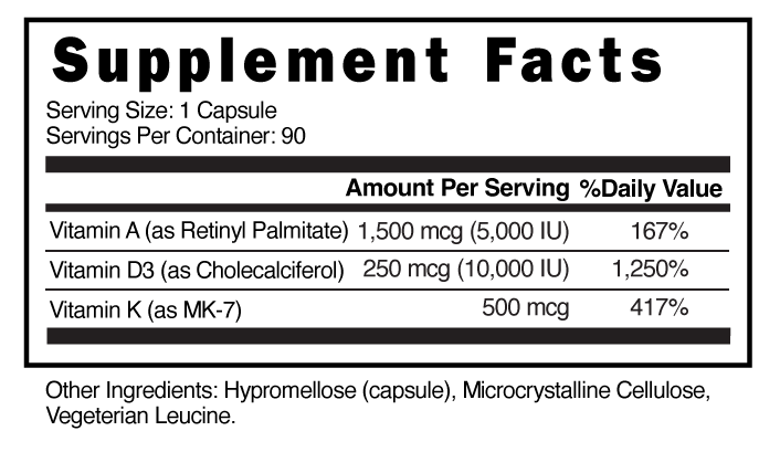 Supplement Facts panel for this stock formula