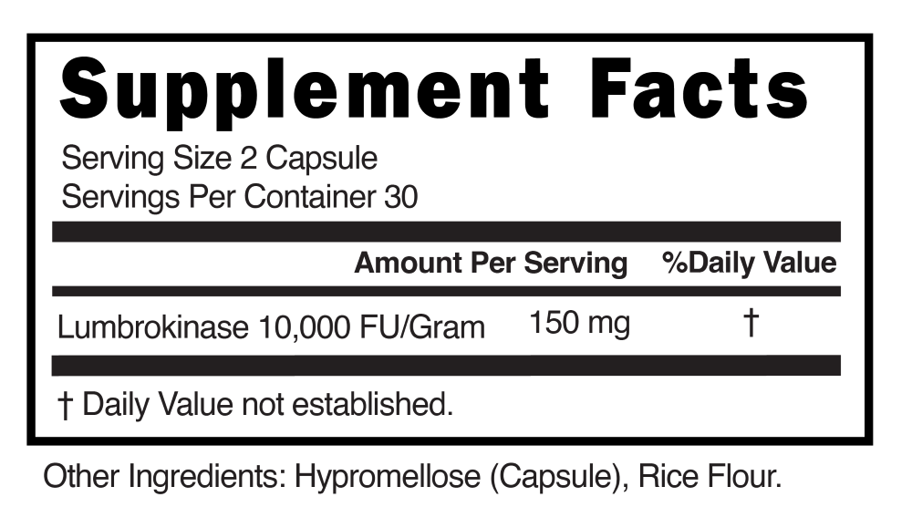Supplement Facts panel for this stock formula
