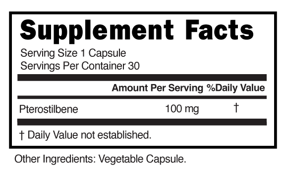 Supplement Facts panel for this stock formula
