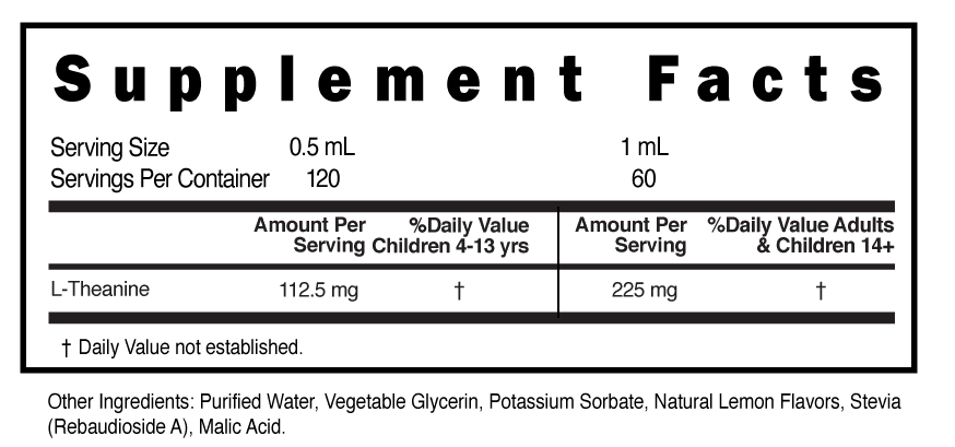Supplement Facts panel for this stock formula