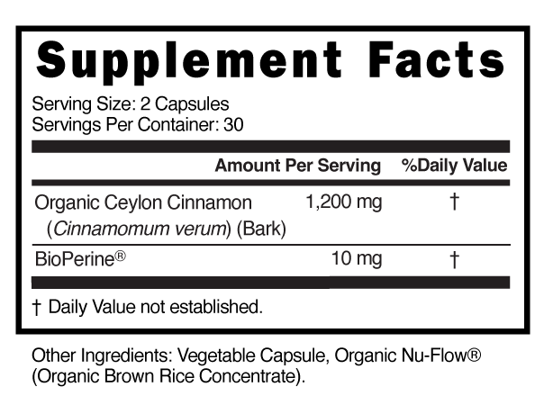 Supplement Facts panel for this stock formula