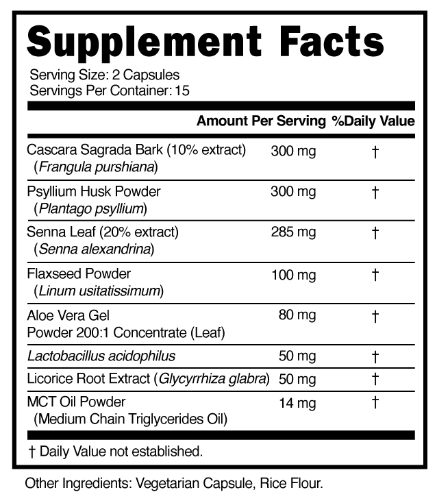 Supplement Facts panel for this stock formula