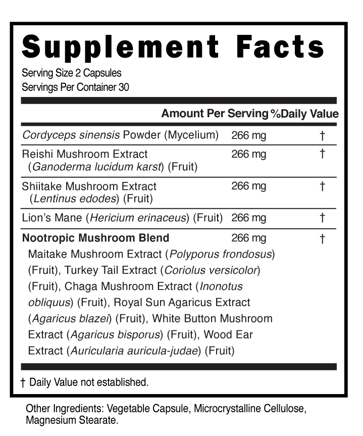 Supplement Facts panel for this stock formula