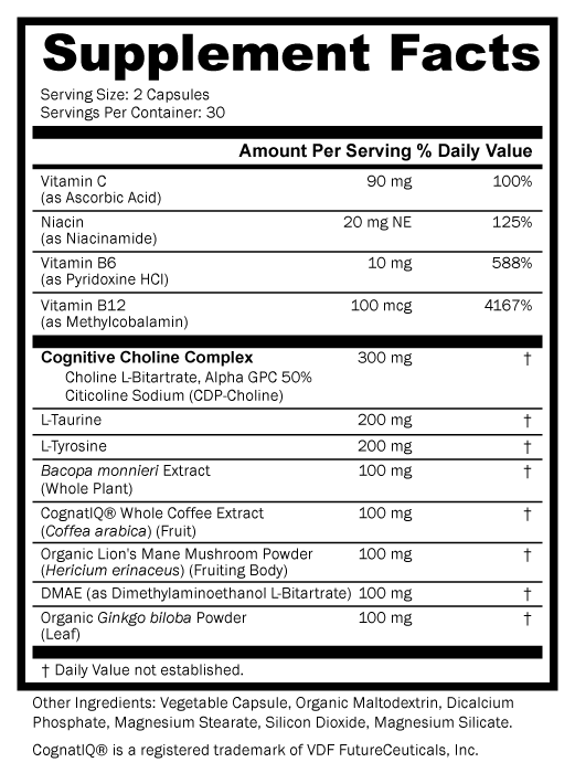 Supplement Facts panel for this stock formula