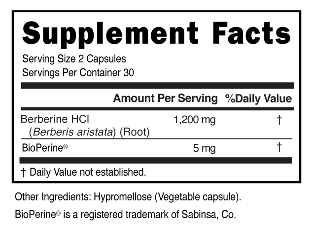 Supplement Facts panel for this stock formula