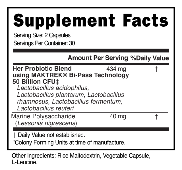Supplement Facts panel for this stock formula