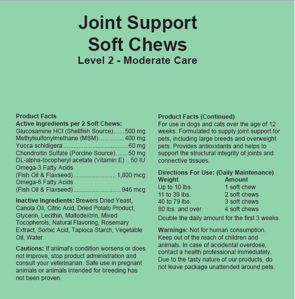 Supplement Facts panel for this stock formula