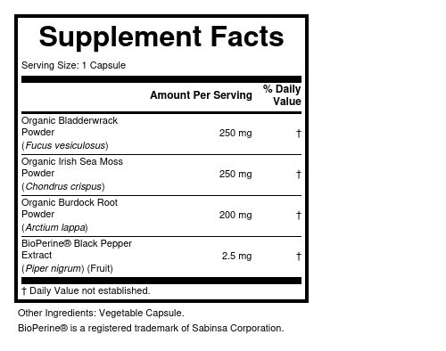 Supplement Facts panel for this stock formula