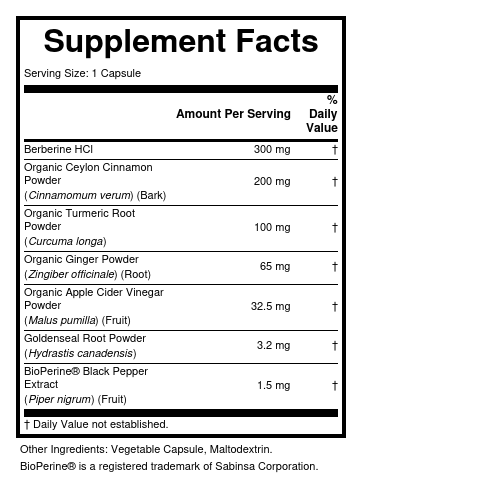 Supplement Facts panel for this stock formula