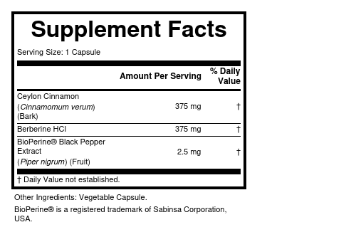 Supplement Facts panel for this stock formula