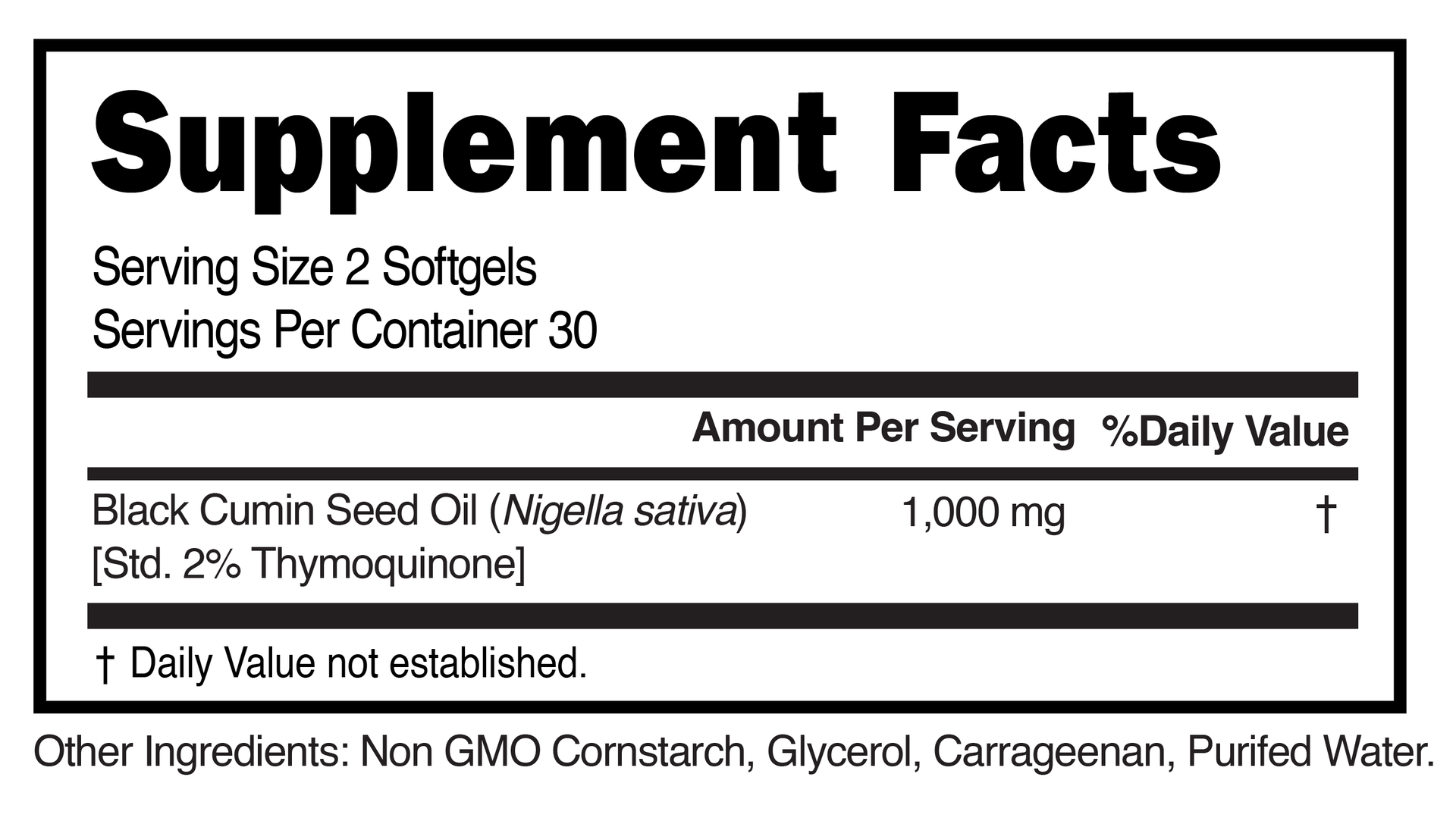 Supplement Facts panel for this stock formula