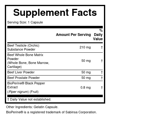 Supplement Facts panel for this stock formula
