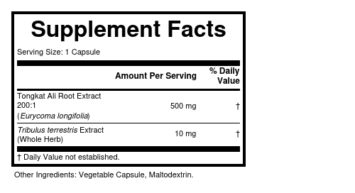 Supplement Facts panel for this stock formula