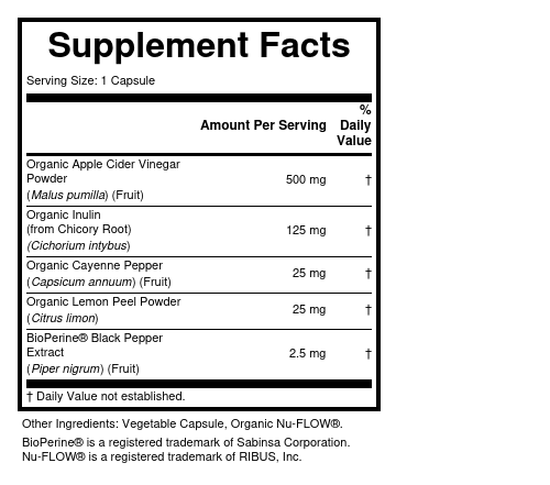 Supplement Facts panel for this stock formula