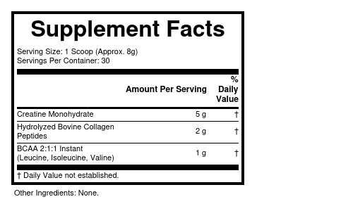 Supplement Facts panel for this stock formula