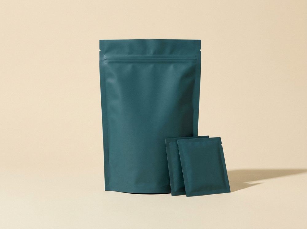 Stand-up supplement pouch with flat sachets