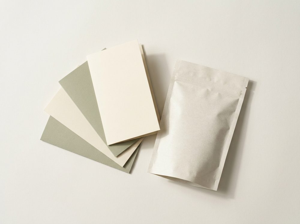 Printed card inserts beside a supplement pouch