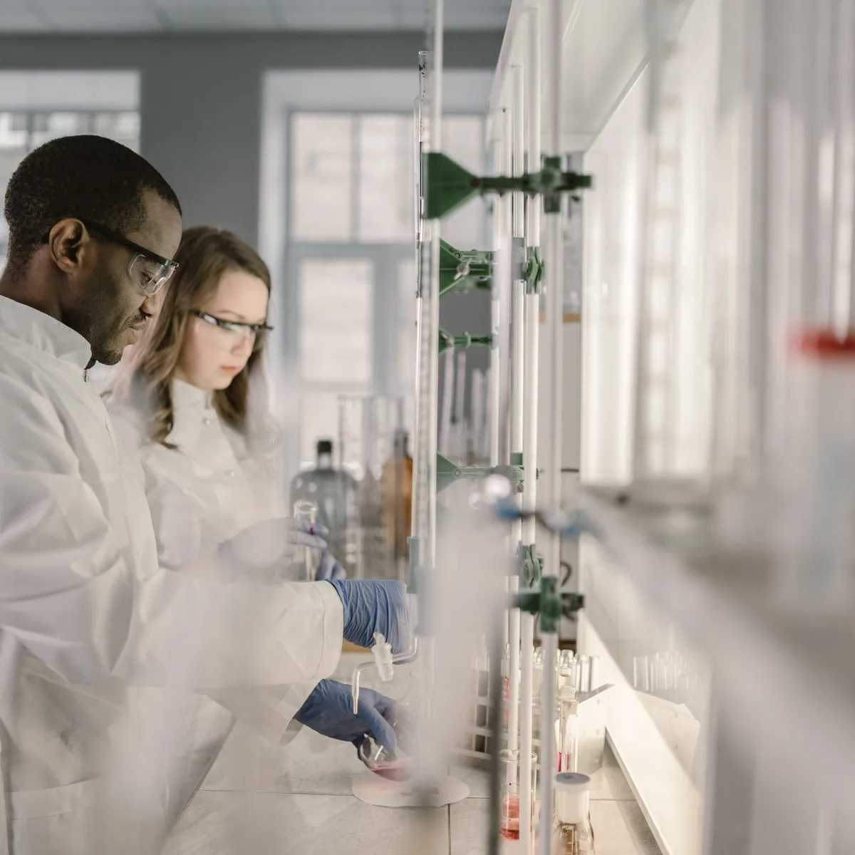 Lab team working together on a client formula