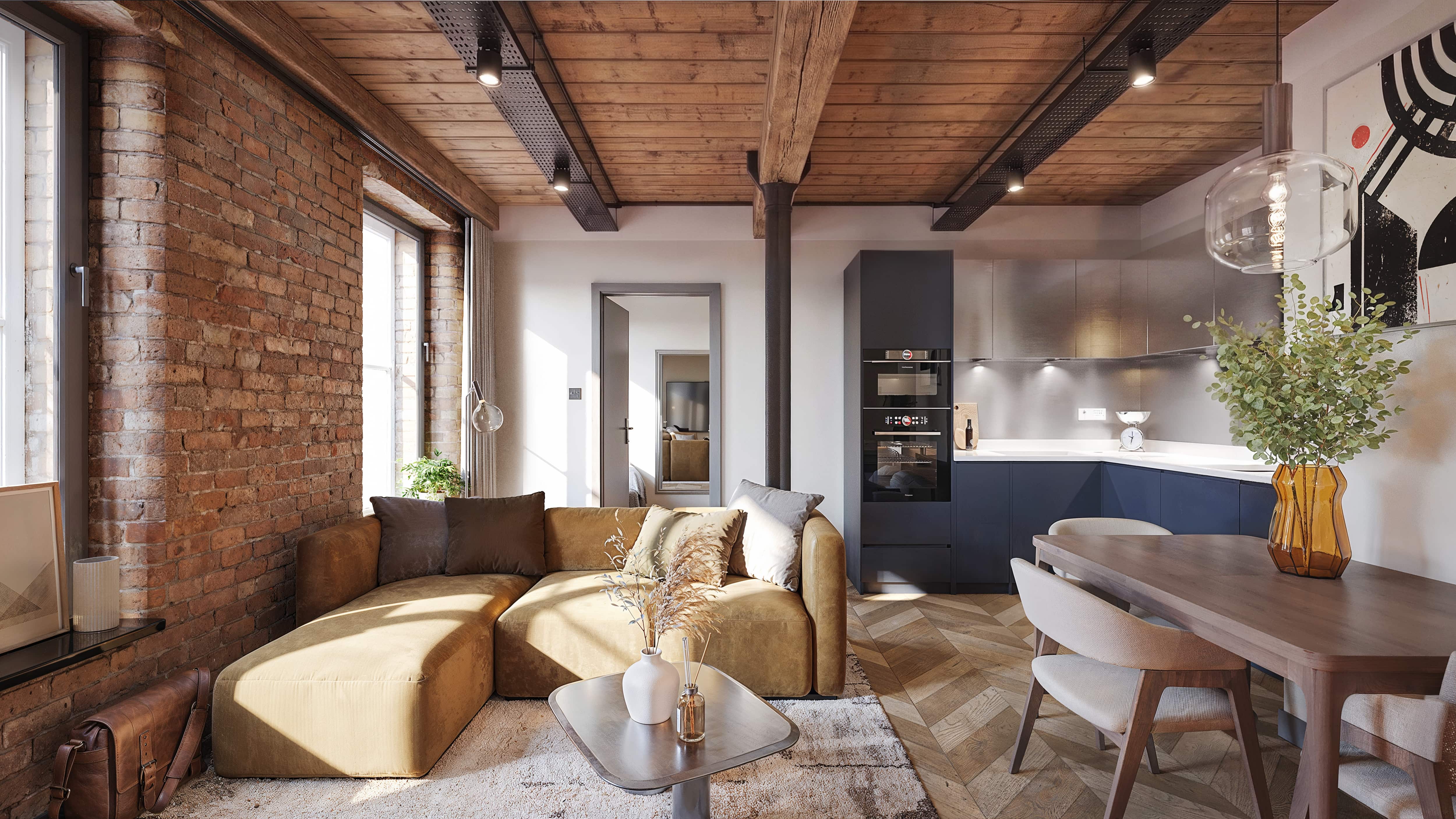 Three-bedroom residence interior at Piccadilly Warehouse