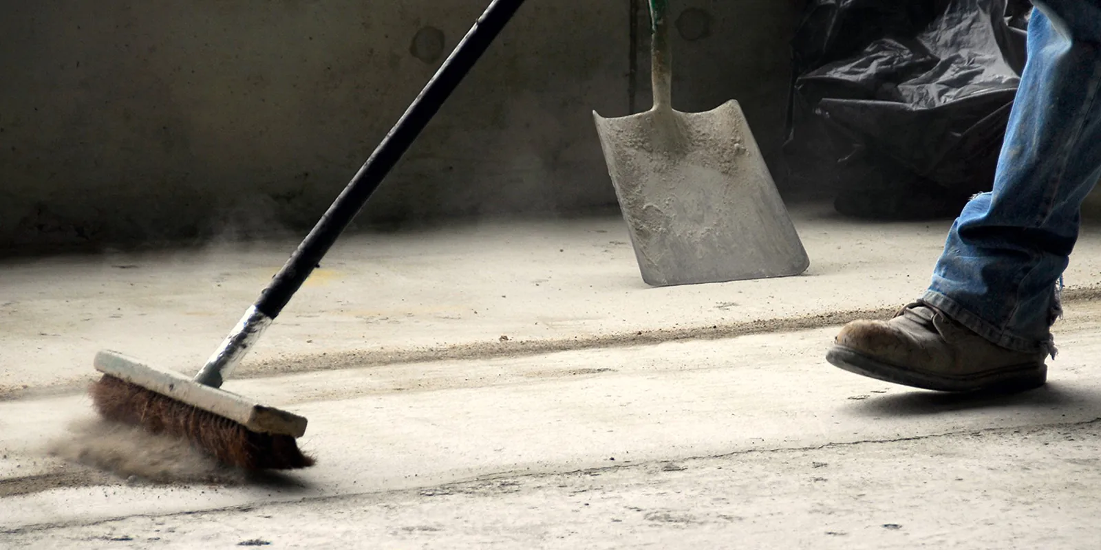 Construction site clean-up and power sweeping