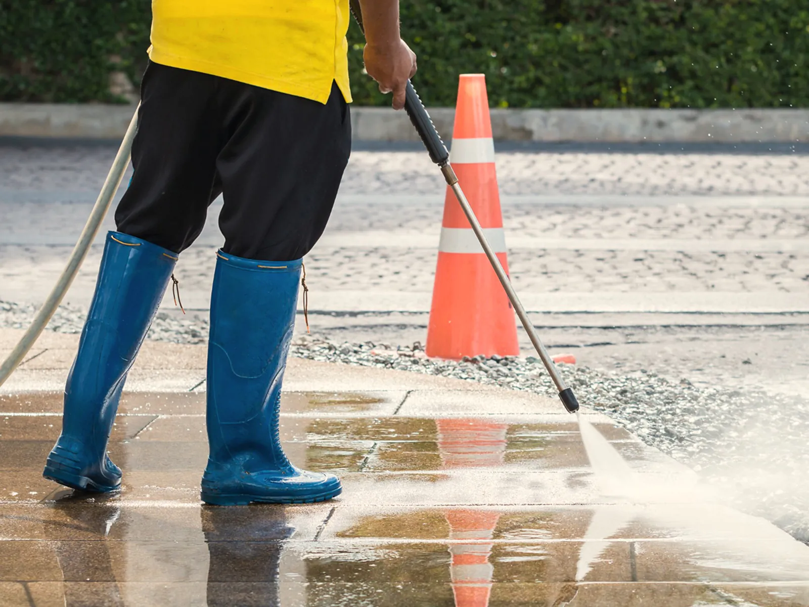 Outdoor space power washing