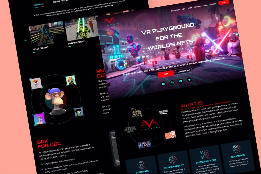 Stunning Webflow Design thumbnail created for Metaverse