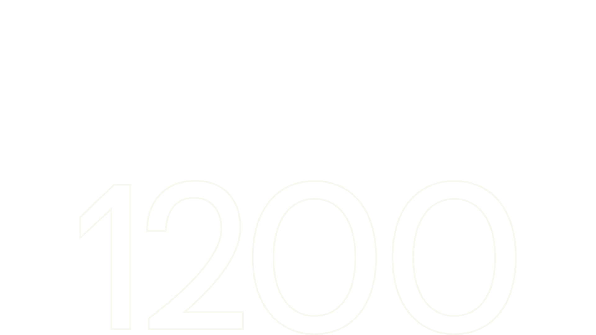 Outline of the number 1200 in thin white lines on a transparent background.